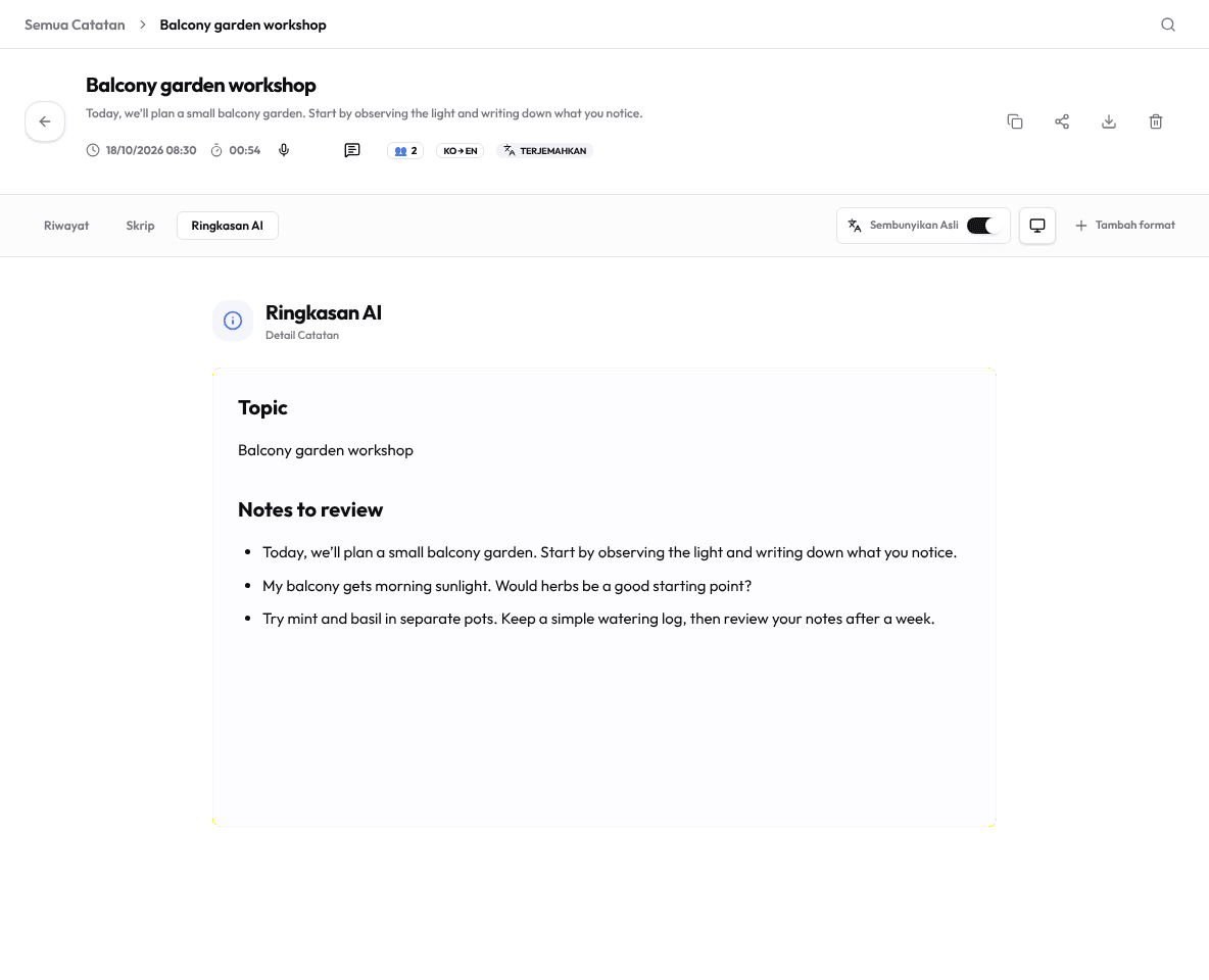 Ringkasan AI sesuai format