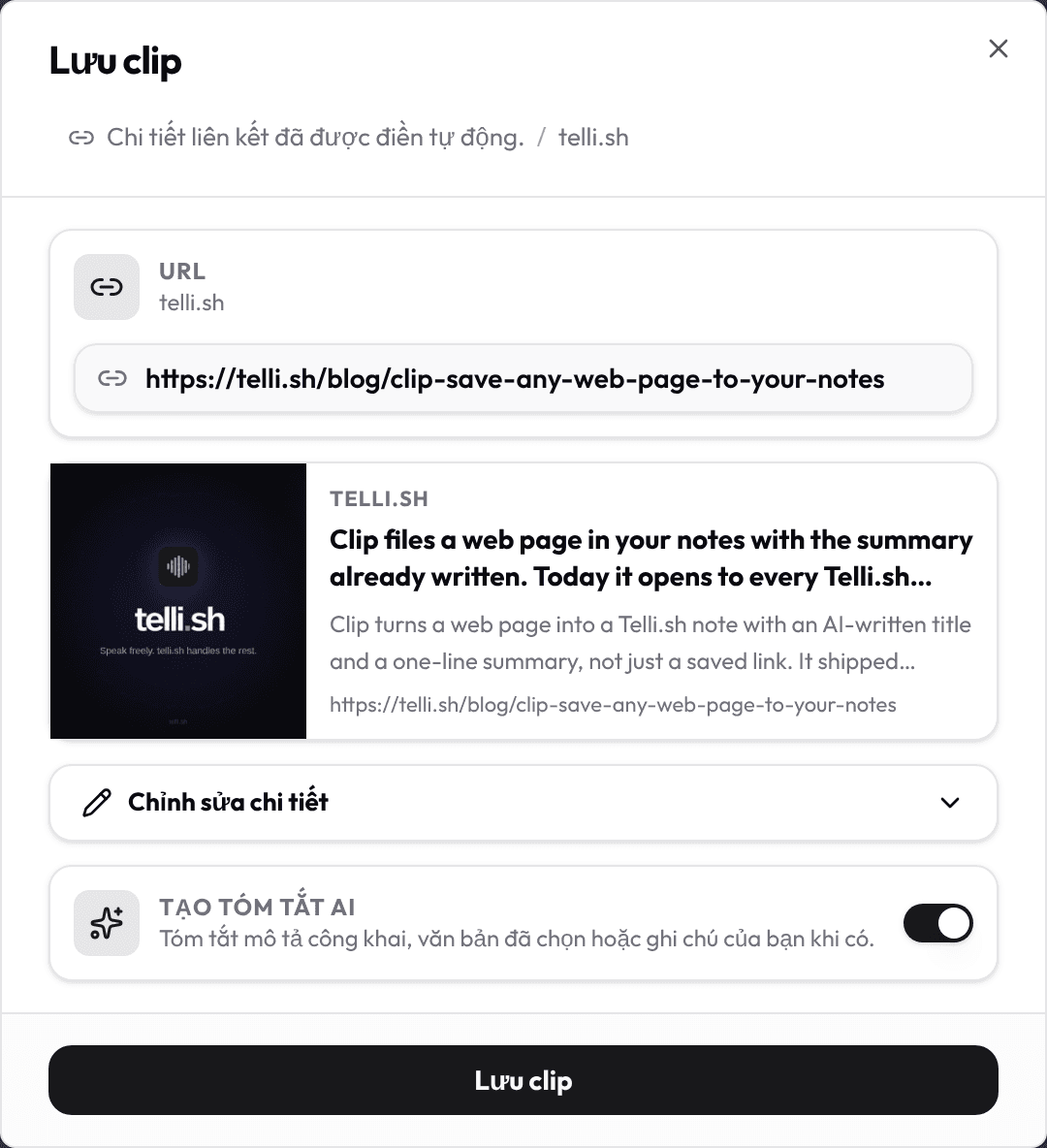 Lưu cả trang web thành ghi chú.